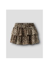 name it , Jugendliche , Volantrock »NKFVINAYA SKIRT FFF NOOS« Kunstfaser, Stretch, Allover Druck , Black AOP:LEOPARD AOP , 128 , 128 , Minirock von...