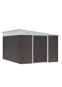 Outsunny Abrigo de Jardim 8,9 m² 280x345x201 cm Abrigo de Exterior de Aço para Armazenamento com Portas e 2 Janelas Cinza