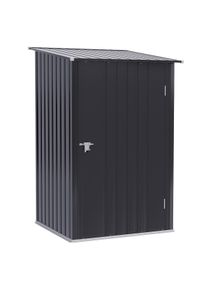 Outsunny Abrigo de Jardim 0,92 m² 100x103x160cm com Porta Fechadura Cinza Escuro