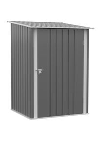 Outsunny Abrigo de Jardim 0,92 m² 100x103x160 cm de Aço Galvanizado com Porta Fechadura e Teto Inclinado Cinza