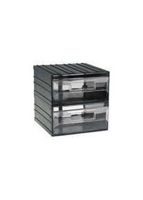realspace Pro RS PRO 2 Drawer Storage Unit, Plastic, 208mm x 208mm x 222mm, Transparent - 2363628