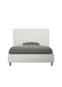 Letto con rete imbottito 140x200 similpelle bianco Agueda