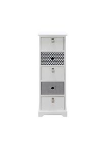Rebecca Mobili Cassettiera Alta con 5 Cassetti in Legno Bianco Moderna Ingresso 93x30x25 cm