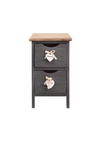 Rebecca Mobili Comodino Mobiletto 2 Cassetti Grigio Legno Shabby 41x25x25