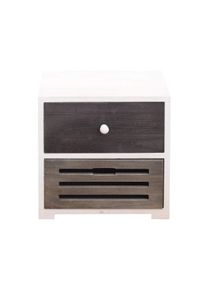 Rebecca Mobili Comodino Mobiletto 2 Cassetti Legno Bianco Grigio Shabby 36x35x24