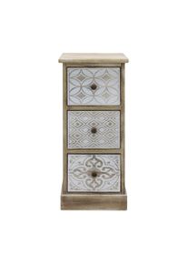 Rebecca Mobili Comodino 3 Cassetti Legno Beige Bianco Retro Salvaspazio 63x29x25