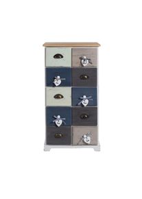 Rebecca Mobili Cassettiera Shabby Vintage Beige Blu Marrone 10 Cassetti 88x48x30