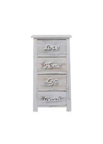 Rebecca Mobili Comodino Cassettiera 4 Cassetti Bianco Grigio Shabby 73x37x27