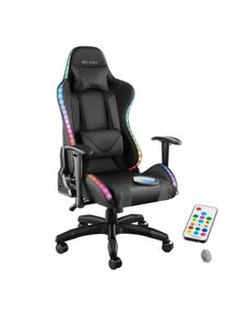 TecTake GmbH tectake Sedia da gioco Tartaros, LED, funzione massaggioSedia da ufficio Tartaros, LED, funzione massaggio nero/nero - 405300