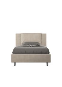 Letto senza rete imbottito 120x200 microfibra sabbia Antea
