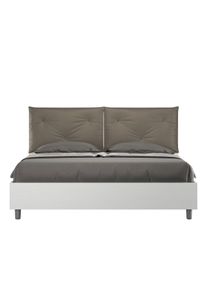 Letto Matrimoniale contenitore doppia alzata 160x200 cuscinatura similpelle cappuccino Egos Appia