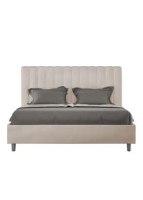Letto con rete imbottito 160x190 microfibra sabbia Agueda