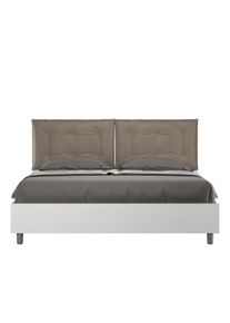 Letto Matrimoniale contenitore doppia alzata 160x190 cuscinatura similpelle cappuccino Egos Annalisa