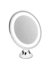 ADLER AD2168 Espejo de Maquillaje y Afeitado con LED, Espejo de Pared con Aumento 5X, Rotación 360°, Ventosa, Acero Inoxidable