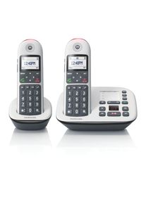 Motorola CD5001 Teléfono Fijo con Teclas Grandes, Pantalla Iluminada, Altavoz, Compatible con Audífonos, Bloqueo de Llamadas