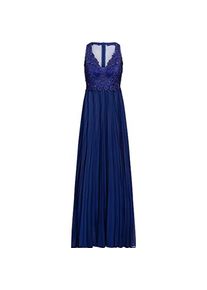 Apart Fashion, Damen, Kleider, Flowing A-Line Mesh, Lace & Chiffon Dress with Plisse Rock Part, Integrated Cups, Sparkling Stones, Blau, (36)