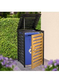 Dobar M&uuml;lltonnenbox &raquo;M&uuml;lltonnenverkleidung 120 L, schwarz-braun&laquo; aus robustem lasiertem Fichtenholz