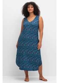 sheego Damen Jerseykleid mit Ornamentprint, &auml;rmellos in marine-gemustert ,Gr&ouml;&szlig;e 58, Witt, 95% Viskose, 5% Elasthan