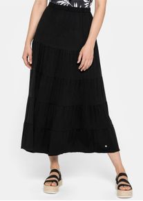 sheego Damen Jerseyrock mit stufigen Volants in schwarz ,Größe 52, Witt, 95% Viskose, 5% Elasthan