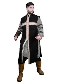 maskworld Tabard médiéval Croisé - Hermann, noir