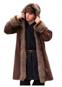 Cappotto con fodera in pelliccia - barbaro, marrone