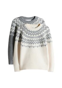 The Set, Drenge, Pullover, Mørkegrå / Naturhvid, Størrelse 10 yrs