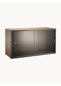 String Furniture Szafka ze szklanymi drzwiami String System, S 78 x G 30 cm Ciemne drewno, Transparentny Szkło S 78 x G 30 cm