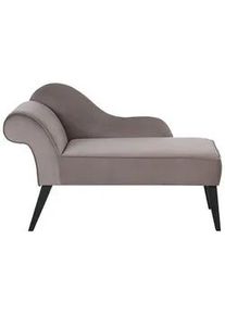 Beliani Chaiselongue Samtstoff taupe linksseitig Biarritz , Grau , Textil , 116x77x56 cm , Wohnzimmer, Sofas & Couches, Sofas, Recamieren