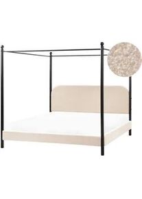 Beliani Himmelbett 180x200 cm Beige Dannemois , Textil , 180x200 cm , Schlafzimmer, Betten