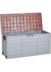 Beliani Aufbewahrungsbox Grau Locarno , Grau, Braun , Kunststoff , 112x53x50 cm , Gartenzubehör, Kissenboxen