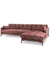 Micadoni Ecksofa rechts Mamaia aus Samt rosa 5 Sitzplätze , Pink , Textil , L-Form , 293x185 cm , Hergestellt in Europa, Oeko-Tex® , Wohnzimmer, Sofas & Couches, Wohnlandschaften, Ecksofas