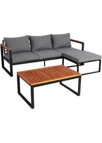 MCW Garten-Garnitur L26B 3Er-Set Braun, Grau , Textil , Gartenmöbel, Gartengarnituren, Gartenmöbel-Sets