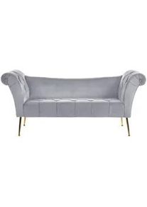 Beliani Chaiselongue Samtstoffhellgrau/gold Nantilly , Textil , 175x76x70 cm , Wohnzimmer, Sofas & Couches, Sofas, Recamieren