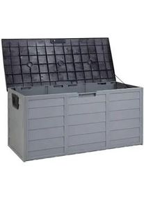 Beliani Aufbewahrungsbox Beige Locarno , Beige, Grau , Kunststoff , 112x53x50 cm , Gartenzubehör, Kissenboxen