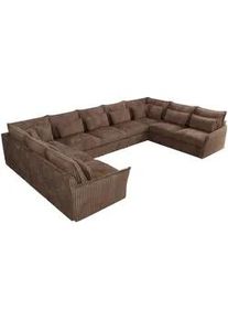 MKS Wohnlandschaft Verso U 9M Braun Cord , Textil , U-Form , 442x93x270 cm , Oeko-Tex® , Wohnzimmer, Sofas & Couches, Wohnlandschaften, Wohnlandschaften in U-Form