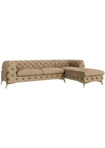 S-Style Möbel Ecksofa Chesterfield Lexi Beige Samt, Ottomane rechts , Textil , Echtholz,Buche, Birke , Füllung: Polyetherschaumkern,Polyetherschaumkern , Eckteil, L-Form, Ottomane rechts,L-Form , 305x200 cm , Blauer Engel, FSC Mix, Oeko-Tex®, Hergestellt in Europa , Wohnzimmer, Sofas & Couches, Wohnlandschaften, Ecksofas