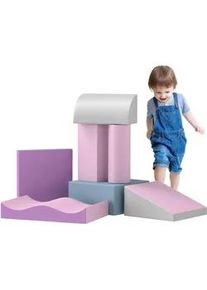 HOMCOM Softbausteine 7-tlg. Set , Pink, Grau , Kunststoff , 40x11x60 cm , Spielzeug, Sonstiges Spielzeug