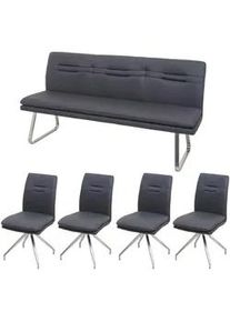 MCW Esszimmer-Set Anthrazit 5er-Set , Textil , 180x90x60 cm , Esszimmer, Bänke, Sitzbänke