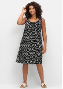 sheego Damen Strandkleid mit Grafikprint in schwarz bedruckt ,Größe 50, Witt, 95% Viskose, 5% Elasthan