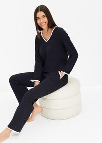 bonprix Femei Pijama din bumbac 100%, negru, 48/50