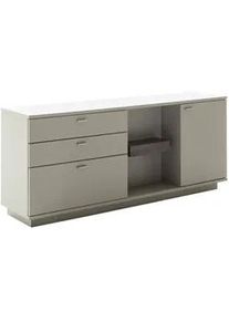 Novel Sideboard , Grau, Eichefarben , Metall , 1 Fächer , 3 Schubladen , 180x77x44 cm , Beimöbel erhältlich , Wohnzimmer, Wohnwände, Wohnwand-Serien