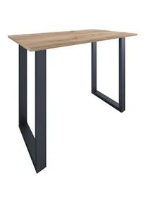 Bartisch , Schwarz, Honigeiche , Metall, Holzwerkstoff , rechteckig , U-Form , 80x102x140 cm , schnell aufzubauende und stabile Arbeitsfläche , Esszimmer, Esstische, Stehtische
