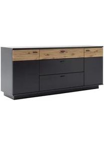 Novel Sideboard , Grau, Schwarz, Eichefarben , Metall , massiv , 2 Fächer , 3 Schubladen , 180x80x44 cm , Beimöbel erhältlich , Wohnzimmer, Wohnwände, Wohnwand-Serien