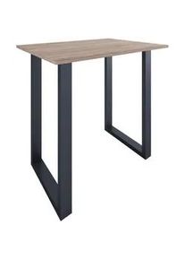 Vcm Bartisch , Schwarz, Sonoma Eiche , Metall, Holzwerkstoff , rechteckig , U-Form , 80x102x110 cm , Esszimmer, Esstische, Stehtische