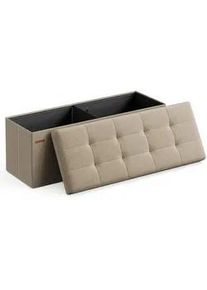 Sitzbox , Beige , Textil, Holzwerkstoff , 110x38x38 cm , als Aufbewahrungsbox verwendbar, Stauraum , Wohnzimmer, Sessel, Hocker & Hockerbänke, Sitzwürfel