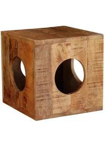 Möbilia Livetastic Beistelltisch , Naturfarben , Holz , Mangoholz , massiv , quadratisch , 35x35x35 cm , Stauraum , Wohnzimmer, Wohnzimmertische, Beistelltische