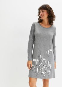 Kort nattlinne med l&aring;nga &auml;rmar - gr&aring; - storlek 52/54 (XXL) - bonprix