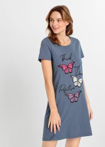 Kort nattlinne i ekologisk bomull - blå - storlek 52/54 (XXL) - bonprix