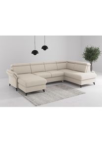 Sit & More sit&more, Wohnlandschaft &raquo;Glendale, U-Form&laquo; inkl. Kopfteilverstellung, wahlweise mit Vorziehsitz und Bettkasten, creme, 95% Polyester, 5% Polyamid, B/
