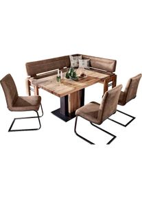 K+w Komfort & Wohnen K+W Komfort & Wohnen, Eckbankgruppe &raquo;Floyd&laquo; Set, 5 Stk. tlg. Stauraum-Eckbank, wahlweise rechts oder links langer Schenkel 203cm, camel 71/Balkeneiche